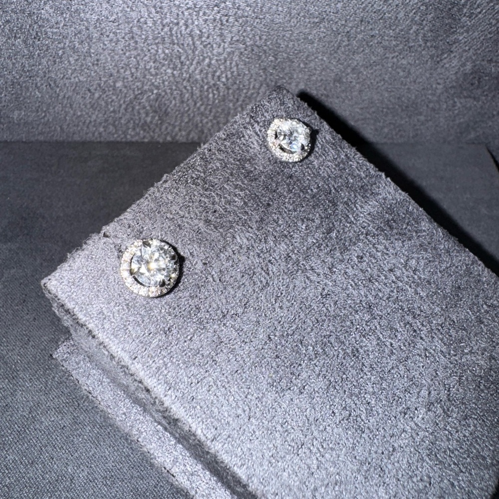 2.2 CTW Diamond Halo Earrings - Picture 2 of 2